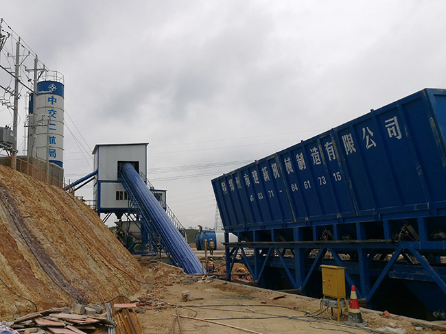  Working site of 120 cubic meters concrete mixing station in Fangcheng Port, Nanning, Guangxi.