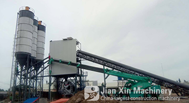 HZS120 concrete mixing plant made by Zhengzhou Jianxin Machinery works in the Philippines