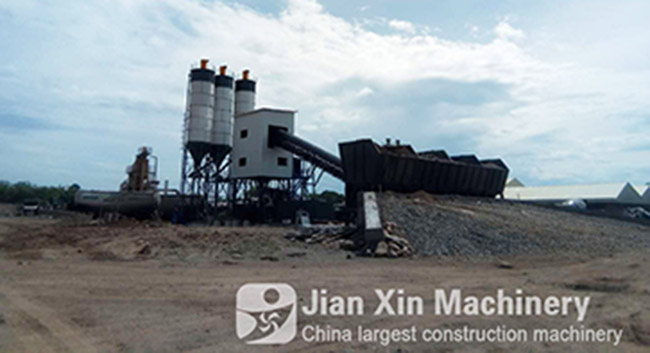 HZS120 concrete mixing plant from Jianxin Machinery works in the Philippines