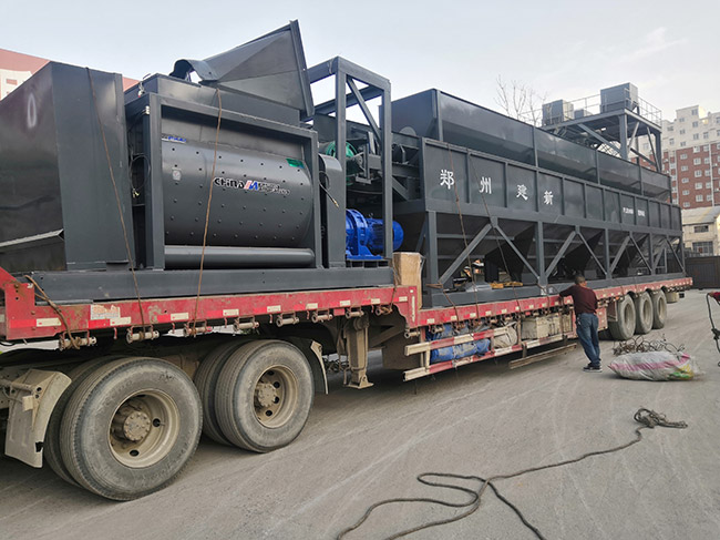 Zhengzhou Jianxin 75 cubic concrete mixing plant equipment sent to Chongqing